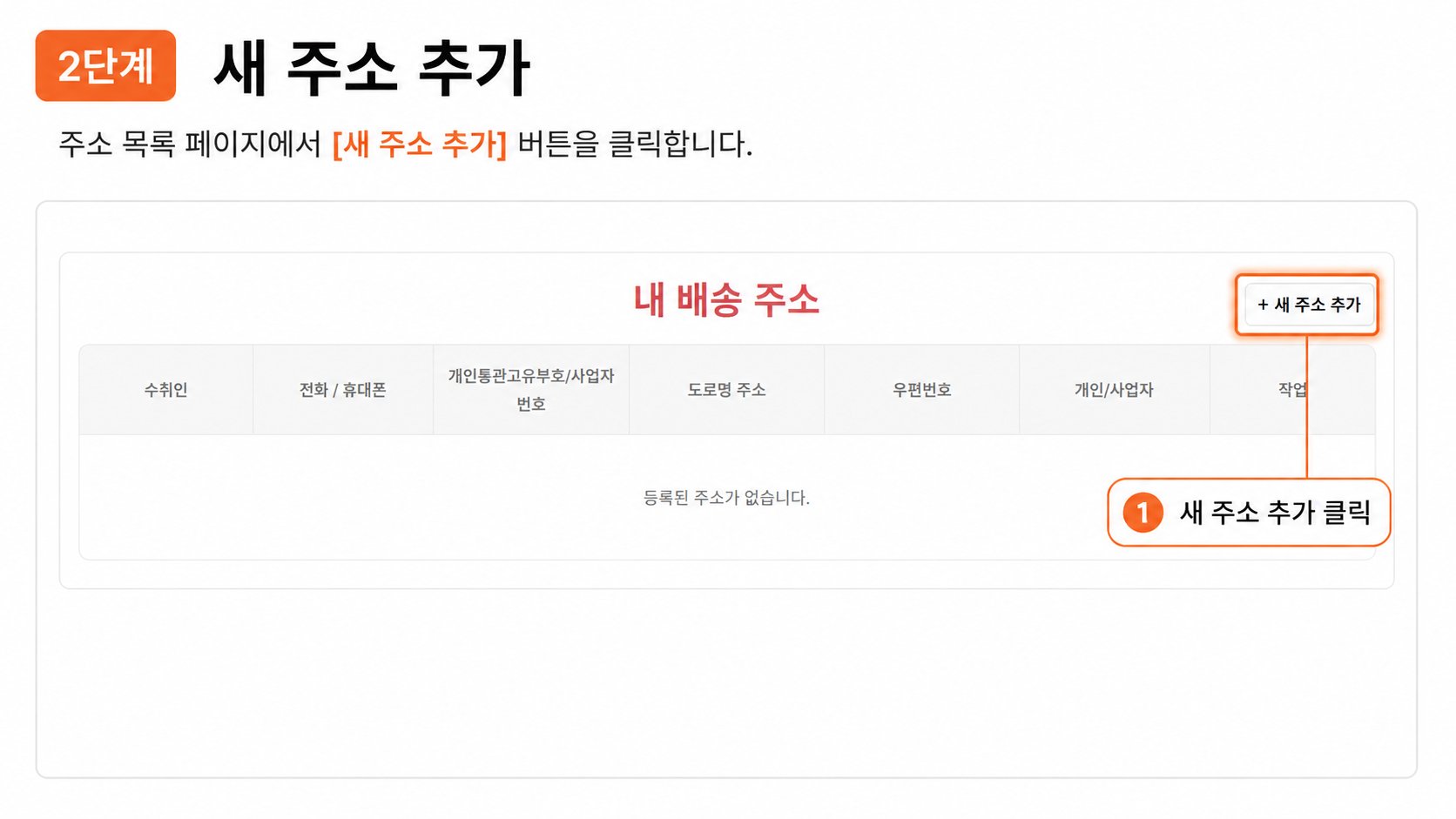 2단계 새 주소 추가