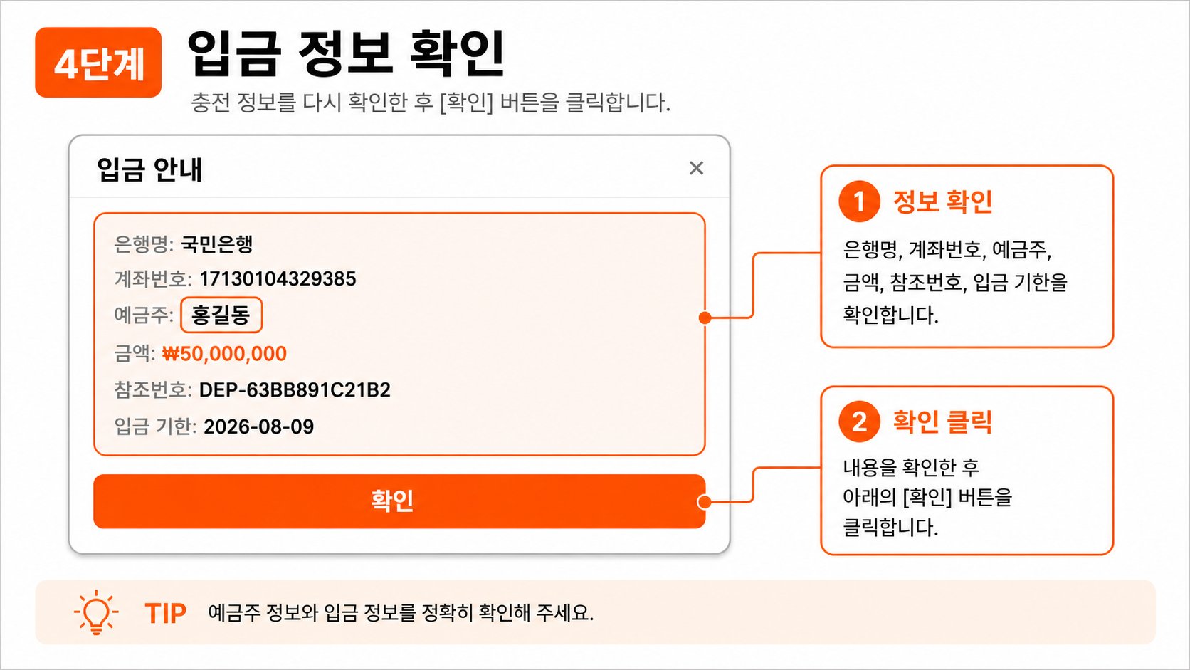 4단계 입금 정보 확인